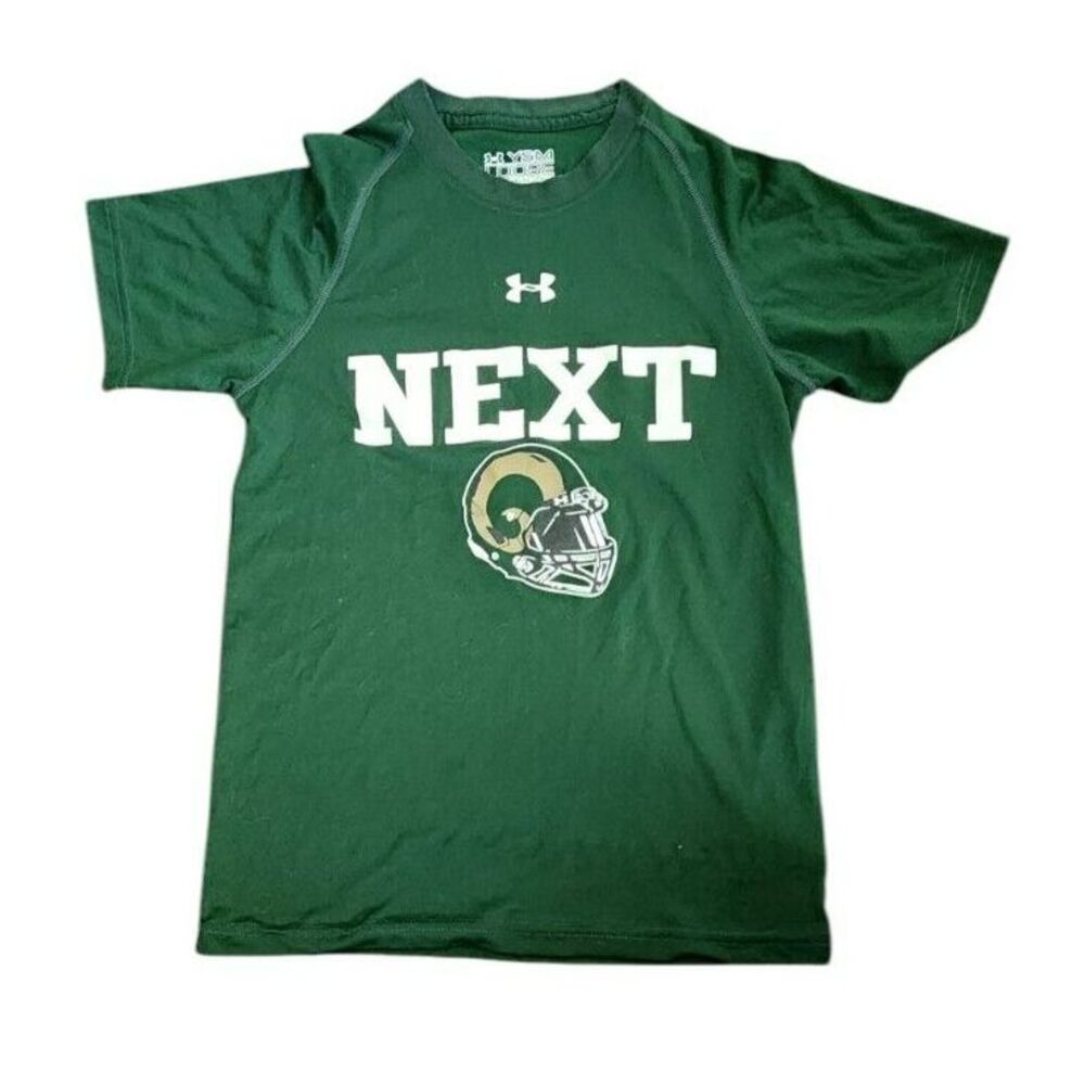 Under Armour Kids‎ Next Football Graphic Tee Green HeatGear Loose Fit Shirt YSM